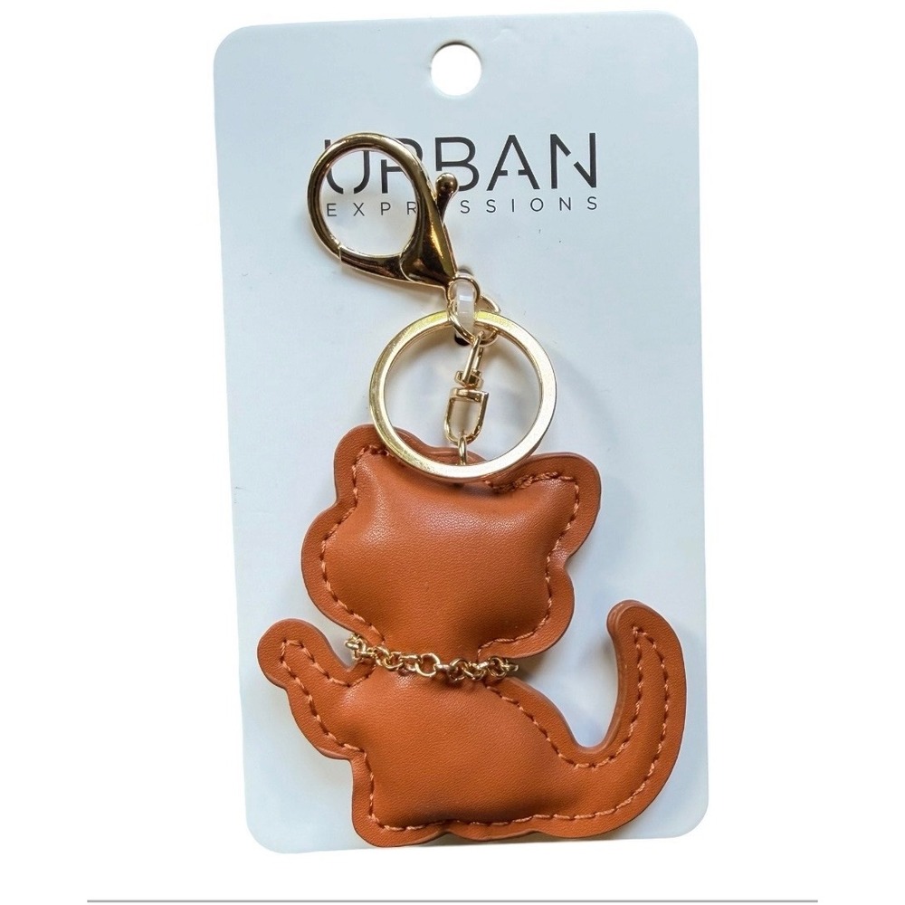 Urban Expressions Tan Cat Keychain Accessory New on Card